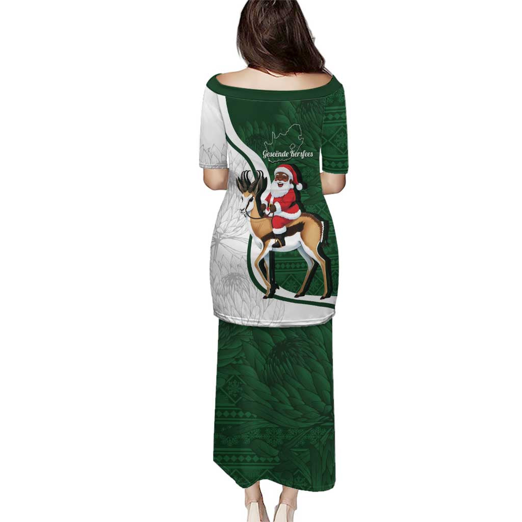 South Africa Christmas In July Puletasi Geseende Kersfees Springbok Black Santa