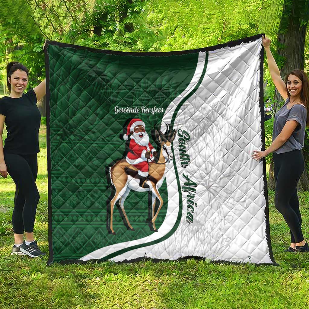 South Africa Christmas In July Quilt Geseende Kersfees Springbok Black Santa