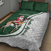 South Africa Christmas In July Quilt Bed Set Geseende Kersfees Springbok Black Santa