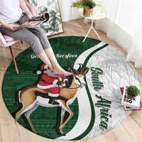 South Africa Christmas In July Round Carpet Geseende Kersfees Springbok Black Santa