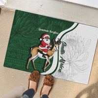 South Africa Christmas In July Rubber Doormat Geseende Kersfees Springbok Black Santa