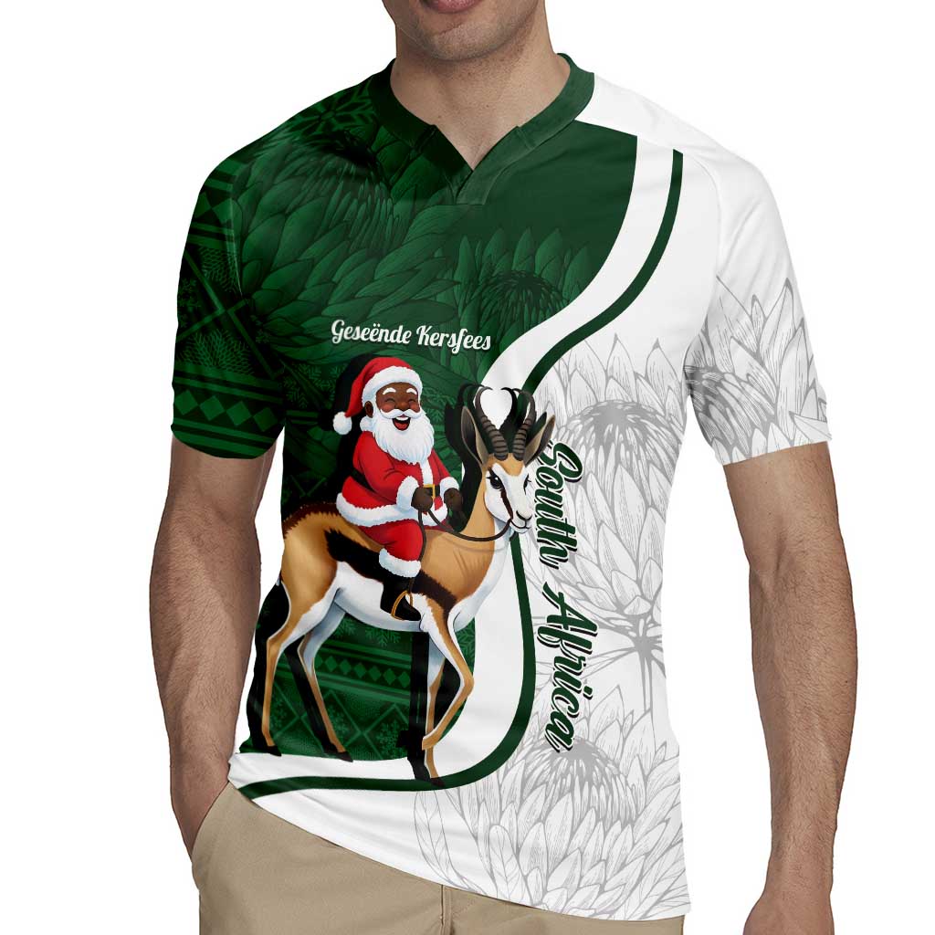 South Africa Christmas In July Rugby Jersey Geseende Kersfees Springbok Black Santa
