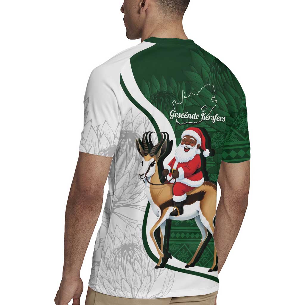 South Africa Christmas In July Rugby Jersey Geseende Kersfees Springbok Black Santa