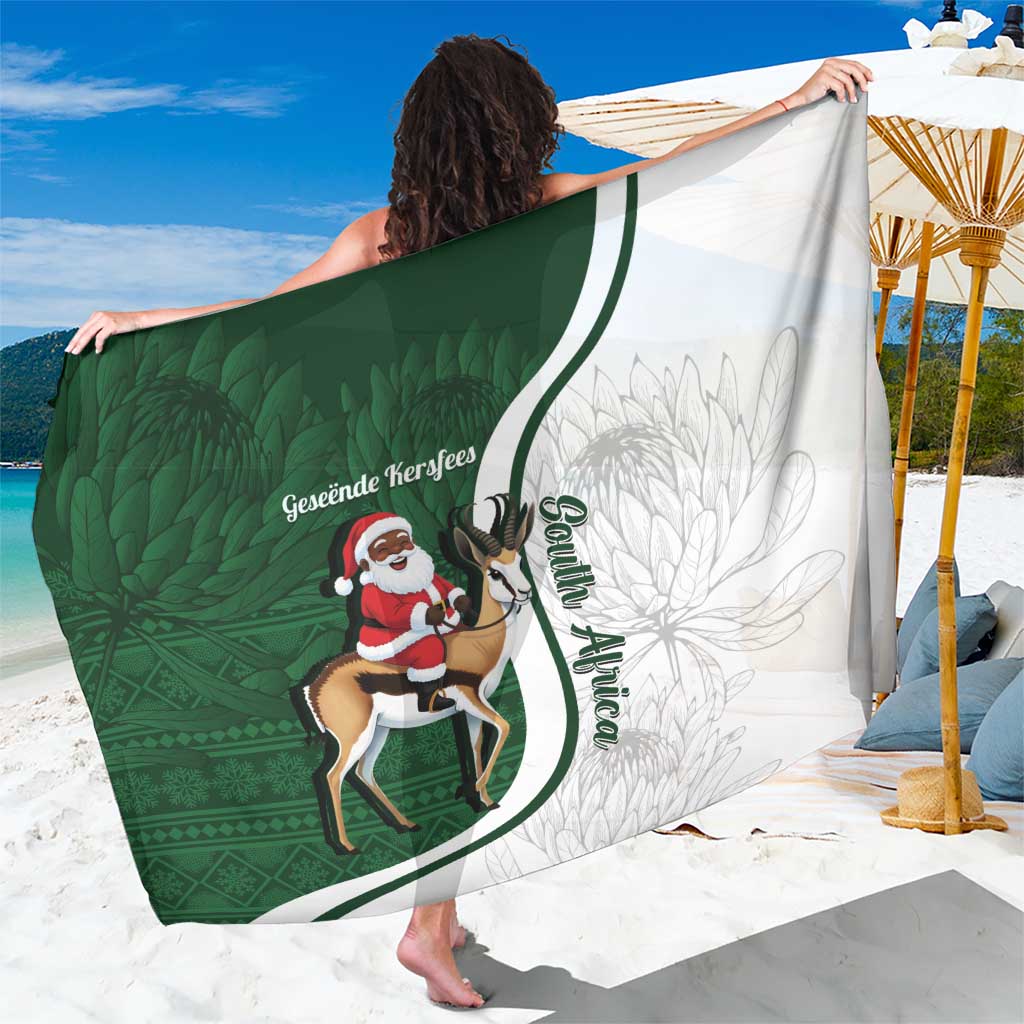 South Africa Christmas In July Sarong Geseende Kersfees Springbok Black Santa
