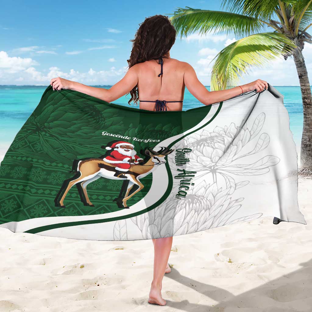 South Africa Christmas In July Sarong Geseende Kersfees Springbok Black Santa