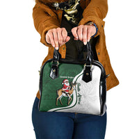 South Africa Christmas In July Shoulder Handbag Geseende Kersfees Springbok Black Santa