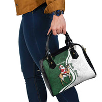 South Africa Christmas In July Shoulder Handbag Geseende Kersfees Springbok Black Santa