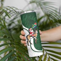 South Africa Christmas In July Skinny Tumbler Geseende Kersfees Springbok Black Santa