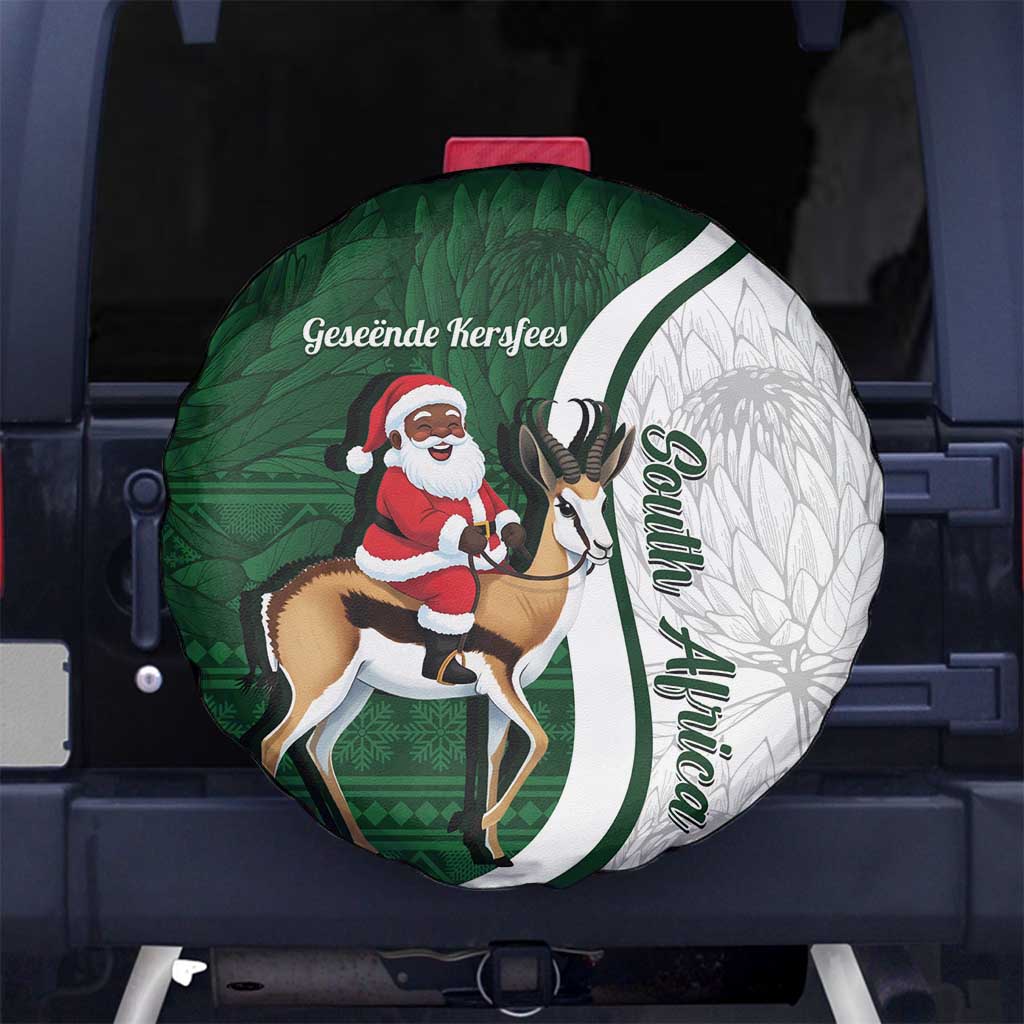 South Africa Christmas In July Spare Tire Cover Geseende Kersfees Springbok Black Santa