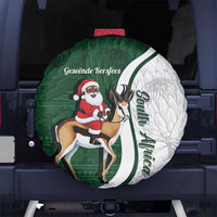 South Africa Christmas In July Spare Tire Cover Geseende Kersfees Springbok Black Santa