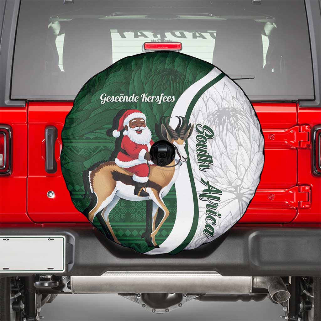 South Africa Christmas In July Spare Tire Cover Geseende Kersfees Springbok Black Santa