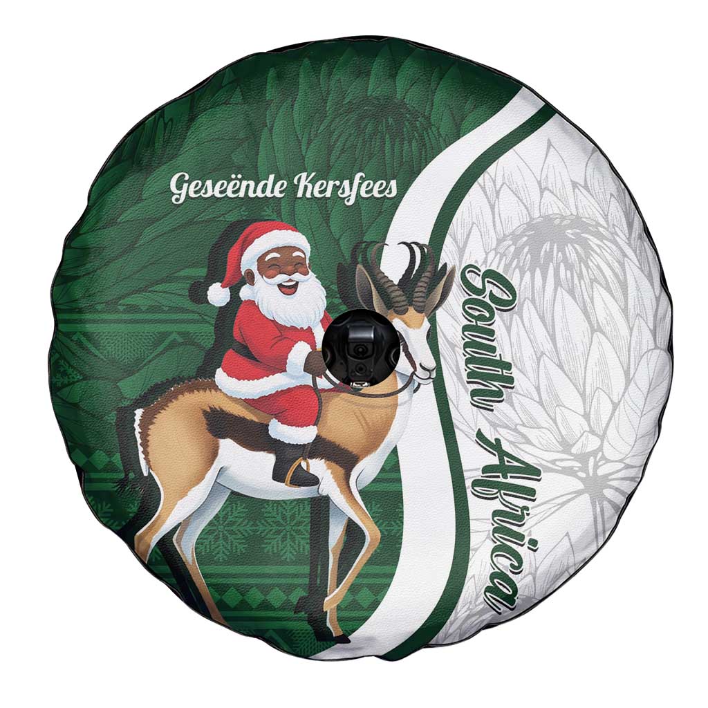 South Africa Christmas In July Spare Tire Cover Geseende Kersfees Springbok Black Santa
