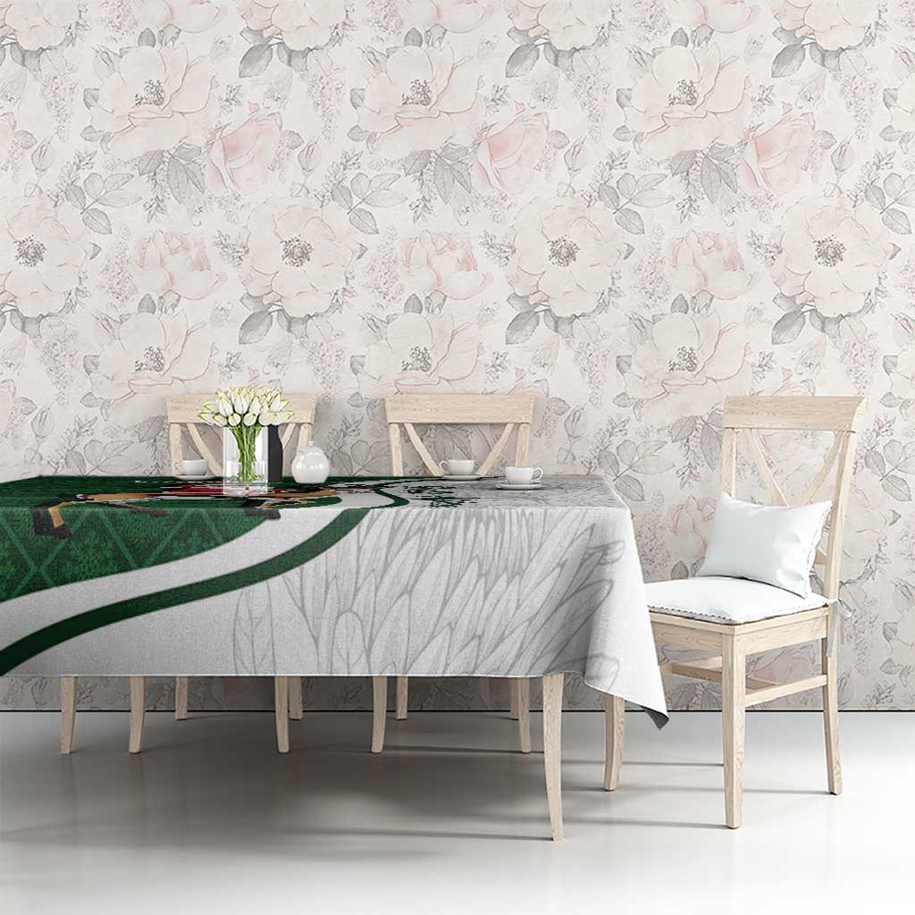 South Africa Christmas In July Tablecloth Geseende Kersfees Springbok Black Santa