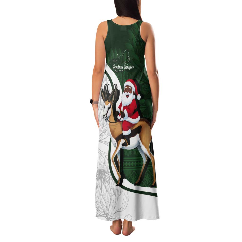 South Africa Christmas In July Tank Maxi Dress Geseende Kersfees Springbok Black Santa