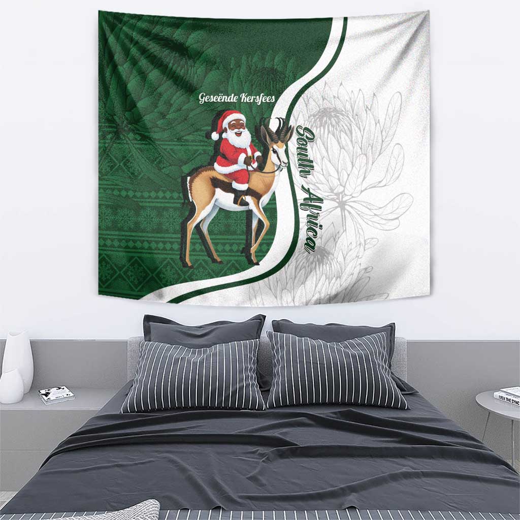 South Africa Christmas In July Tapestry Geseende Kersfees Springbok Black Santa
