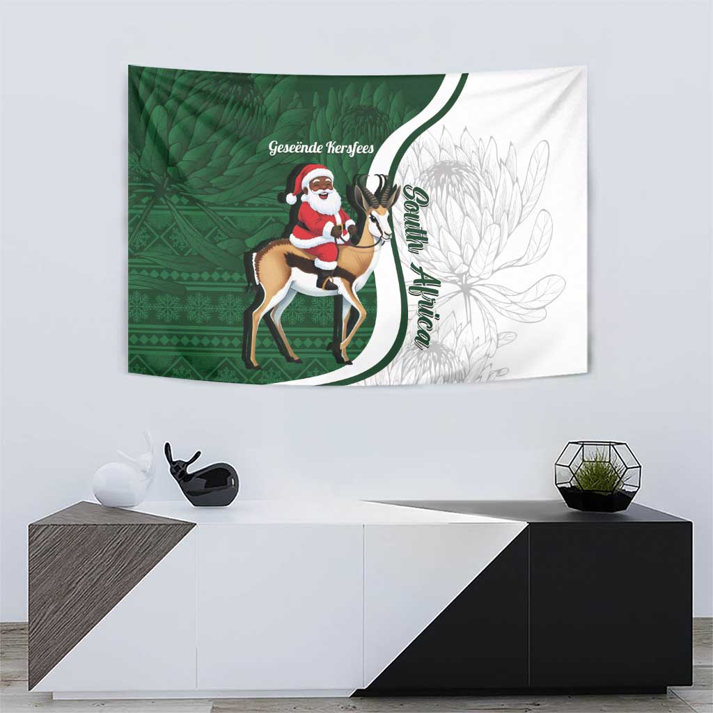 South Africa Christmas In July Tapestry Geseende Kersfees Springbok Black Santa