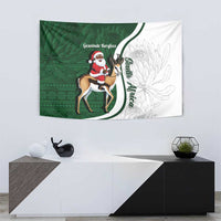 South Africa Christmas In July Tapestry Geseende Kersfees Springbok Black Santa