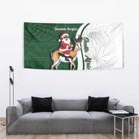 South Africa Christmas In July Tapestry Geseende Kersfees Springbok Black Santa