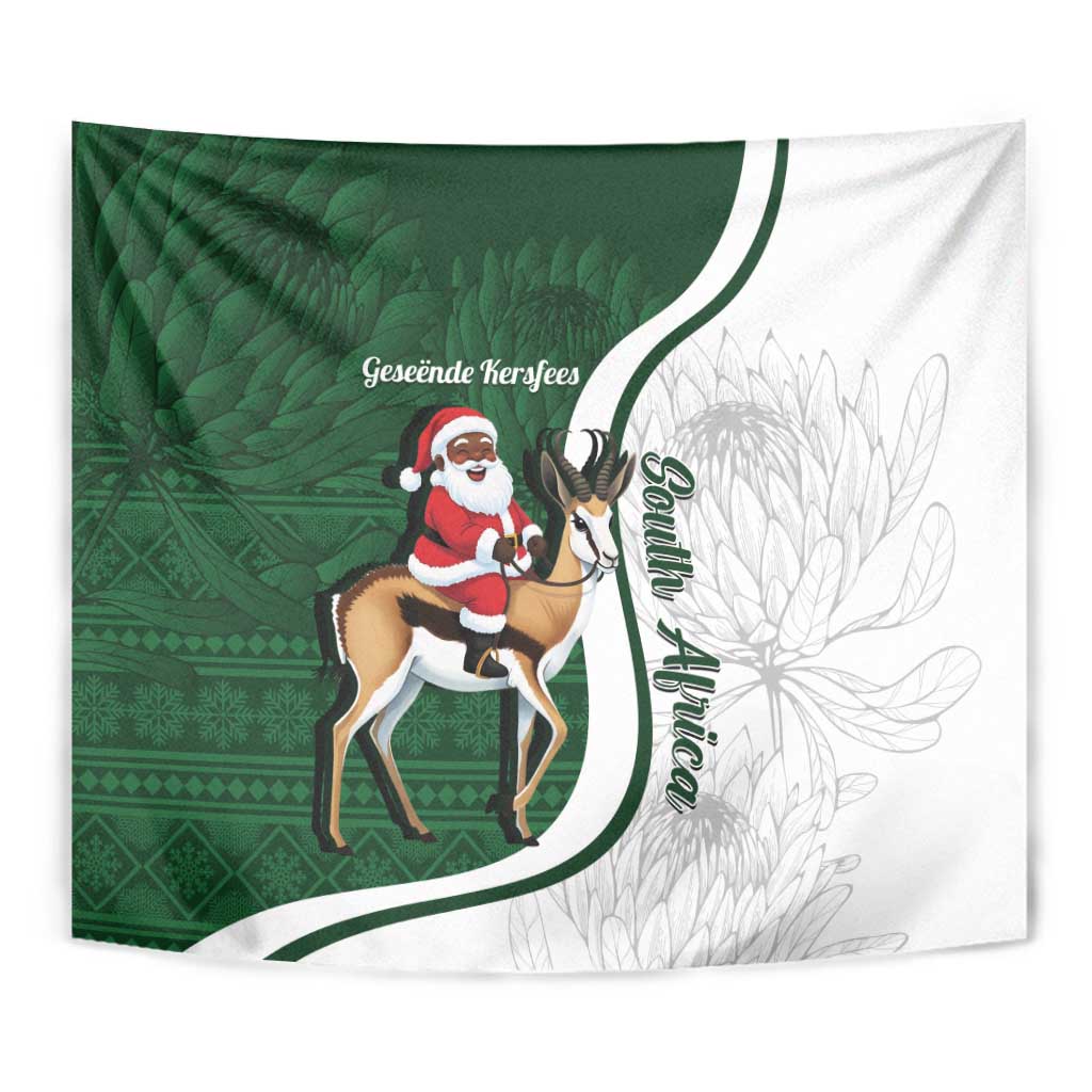 South Africa Christmas In July Tapestry Geseende Kersfees Springbok Black Santa