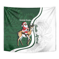 South Africa Christmas In July Tapestry Geseende Kersfees Springbok Black Santa