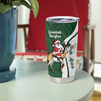 South Africa Christmas In July Tumbler Cup Geseende Kersfees Springbok Black Santa