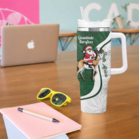 South Africa Christmas In July Tumbler With Handle Geseende Kersfees Springbok Black Santa