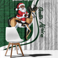 South Africa Christmas In July Window Curtain Geseende Kersfees Springbok Black Santa