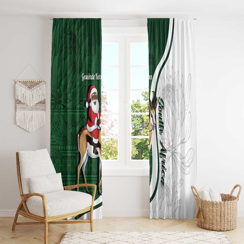 South Africa Christmas In July Window Curtain Geseende Kersfees Springbok Black Santa