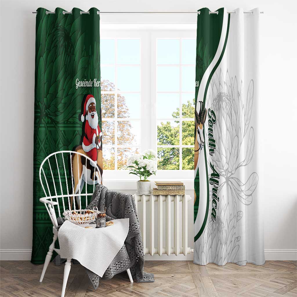 South Africa Christmas In July Window Curtain Geseende Kersfees Springbok Black Santa