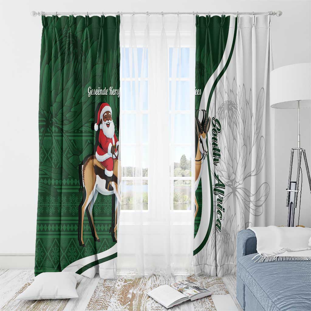 South Africa Christmas In July Window Curtain Geseende Kersfees Springbok Black Santa