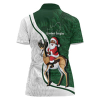 South Africa Christmas In July Women Polo Shirt Geseende Kersfees Springbok Black Santa