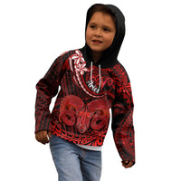Polynesian Pride Aries Zodiac Kid Hoodie Astrological Sign Tribal Plumeria Red Galaxy - Wonder Print Shop