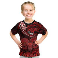 Polynesian Pride Aries Zodiac Kid T Shirt Astrological Sign Tribal Plumeria Red Galaxy - Wonder Print Shop