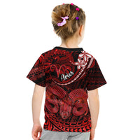 Polynesian Pride Aries Zodiac Kid T Shirt Astrological Sign Tribal Plumeria Red Galaxy - Wonder Print Shop