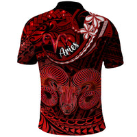 Polynesian Pride Aries Zodiac Polo Shirt Astrological Sign Tribal Plumeria Red Galaxy - Wonder Print Shop