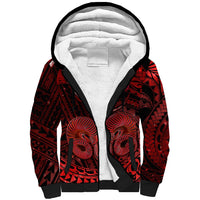 Polynesian Pride Aries Zodiac Sherpa Hoodie Astrological Sign Tribal Plumeria Red Galaxy - Wonder Print Shop
