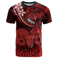 Polynesian Pride Aries Zodiac T Shirt Astrological Sign Tribal Plumeria Red Galaxy - Wonder Print Shop