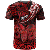 Polynesian Pride Aries Zodiac T Shirt Astrological Sign Tribal Plumeria Red Galaxy - Wonder Print Shop