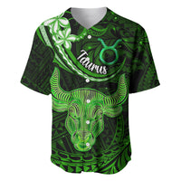 Polynesian Pride Taurus Zodiac Baseball Jersey Astrological Sign Tribal Plumeria Green Galaxy - Wonder Print Shop