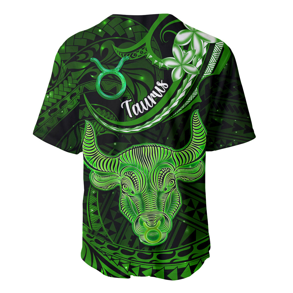 Polynesian Pride Taurus Zodiac Baseball Jersey Astrological Sign Tribal Plumeria Green Galaxy - Wonder Print Shop