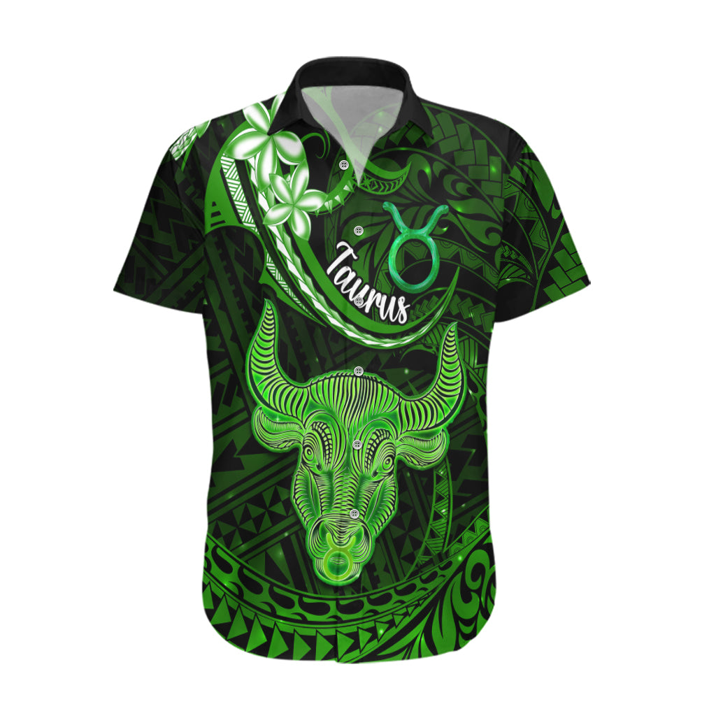 Polynesian Pride Taurus Zodiac Hawaiian Shirt Astrological Sign Tribal Plumeria Green Galaxy - Wonder Print Shop