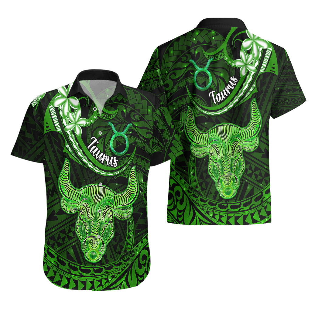 Polynesian Pride Taurus Zodiac Hawaiian Shirt Astrological Sign Tribal Plumeria Green Galaxy - Wonder Print Shop