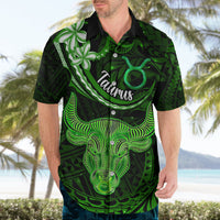 Polynesian Pride Taurus Zodiac Hawaiian Shirt Astrological Sign Tribal Plumeria Green Galaxy - Wonder Print Shop