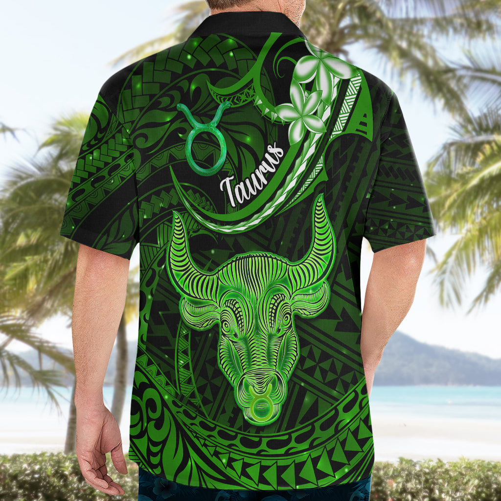 Polynesian Pride Taurus Zodiac Hawaiian Shirt Astrological Sign Tribal Plumeria Green Galaxy - Wonder Print Shop