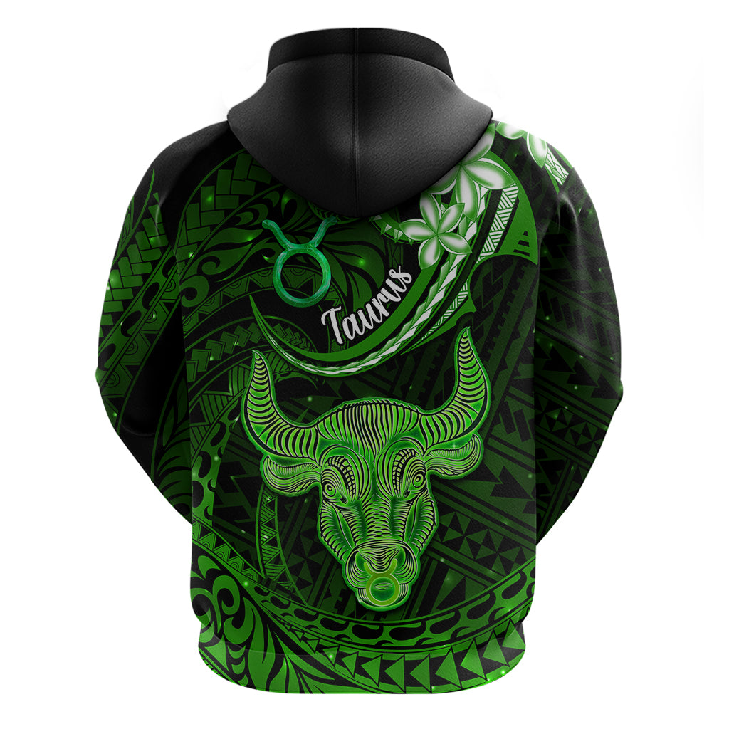 Polynesian Pride Taurus Zodiac Hoodie Astrological Sign Tribal Plumeria Green Galaxy - Wonder Print Shop