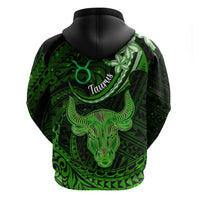 Polynesian Pride Taurus Zodiac Hoodie Astrological Sign Tribal Plumeria Green Galaxy - Wonder Print Shop