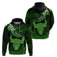 Polynesian Pride Taurus Zodiac Hoodie Astrological Sign Tribal Plumeria Green Galaxy - Wonder Print Shop