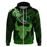 Polynesian Pride Taurus Zodiac Hoodie Astrological Sign Tribal Plumeria Green Galaxy - Wonder Print Shop