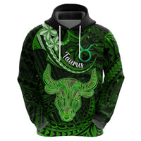 Polynesian Pride Taurus Zodiac Hoodie Astrological Sign Tribal Plumeria Green Galaxy - Wonder Print Shop