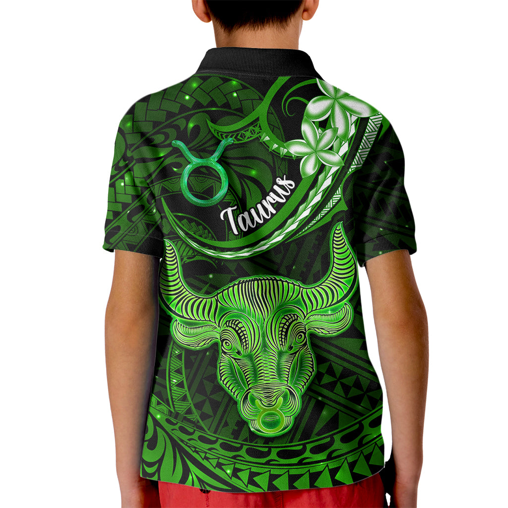 Polynesian Pride Taurus Zodiac Kid Polo Shirt Astrological Sign Tribal Plumeria Green Galaxy - Wonder Print Shop